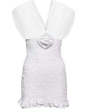Alessandra Rich Textured Silk Minidress - White
