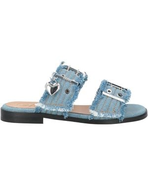 Ganni Denim Flat Sandals - Blue