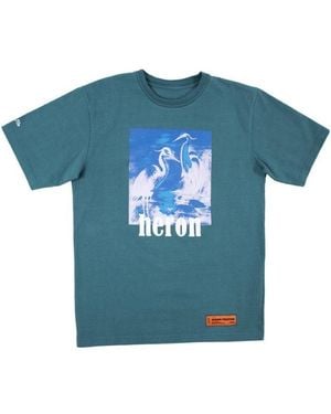 Heron Preston Logo Printed Round Collar T-Shirt - Blue