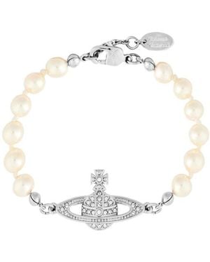 Vivienne Westwood Shallow Embossed Pearl Bracelet - White
