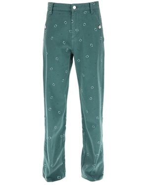 KENZO Logo Patch Paisley Printed Cropped Trousers - Green