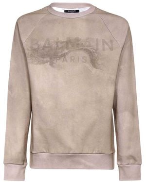 Balmain Logo-Print Long-Sleeve Sweatshirt - Natural