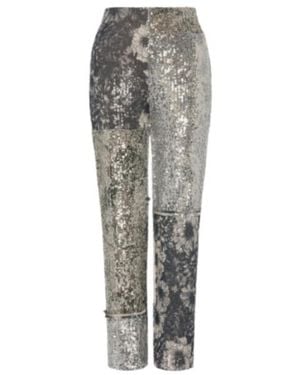 Maison Margiela Floral Sequin Embellished Patchwork Trousers - Grey