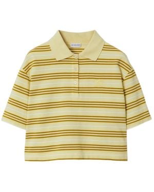 Burberry Striped Cotton Polo Shirt - Yellow