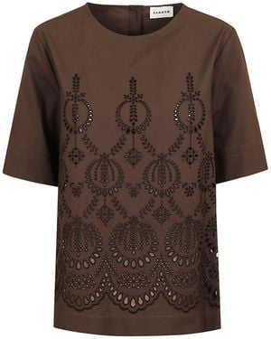 P.A.R.O.S.H. Cannes Openwork-Detail Top - Brown