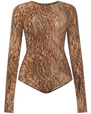MM6 by Maison Margiela Animal Motif Bodysuit - Brown