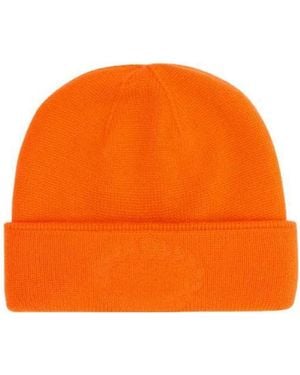 Burberry Crest-Embroidered Cashmere Beanie - Orange