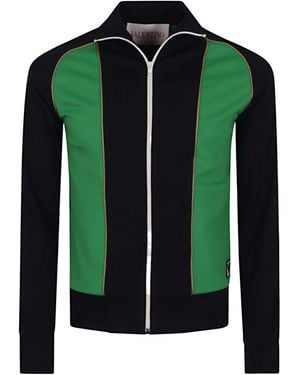 Valentino Zip-Up Color-Block Sweatshirt - Green