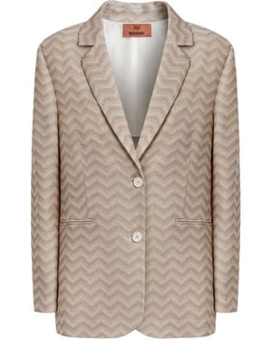 Missoni Zigzag Single-Breasted Tailored Blazer - Natural