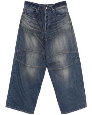 Balenciaga Logo Patch Baggy Jeans - Blue