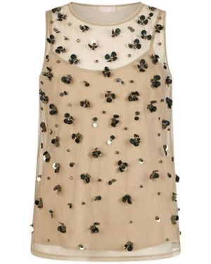 Liu Jo Tulle Floral Top - Natural