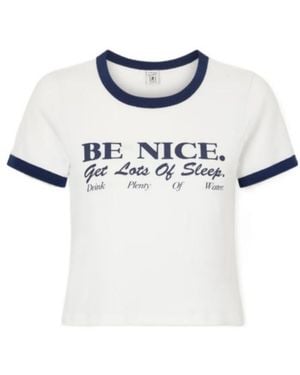 Sporty & Rich Logo-Print Ringer T-Shirt - White