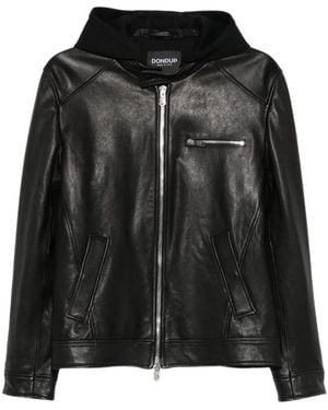 Dondup Hooded Leather Jacket - Black