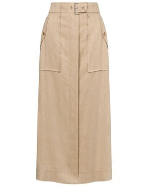 Alberta Ferretti Stretch Longuette Skirt - Natural