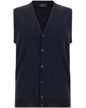 Zanone Flexwool V-Neck Vest - Blue