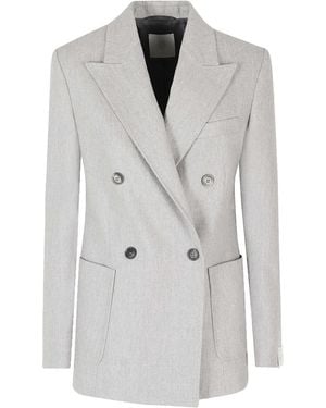 Eleventy Double-Breasted Peak-Lapel Blazer - Grey