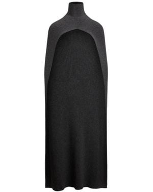 Ralph Lauren Ribbed Turtleneck Cape Coat - Black