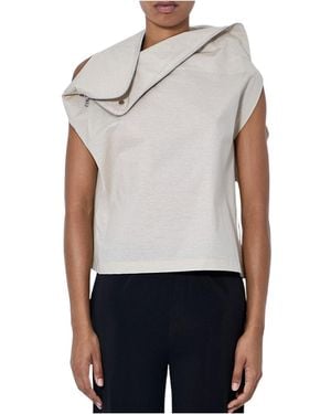 Issey Miyake Asymmetric Zip Detail Top - Blue