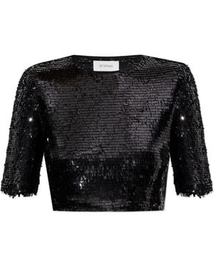 Sportmax Vongola Sequinned Cropped Top - Black