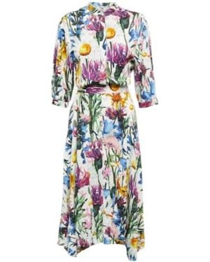 Stella McCartney Floral Satin Midi Dress - White