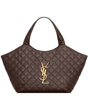 Saint Laurent Icare Medium Quilted Handbag - Brown