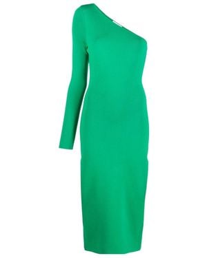 Victoria Beckham One-Shoulder Ribbed Dress - Green