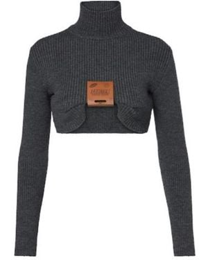 Jean Paul Gaultier Cropped Wool-Blend Turtleneck Jumper - Blue
