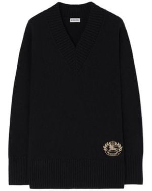 Burberry Wool Cashmere V-Neck Sweater - Black