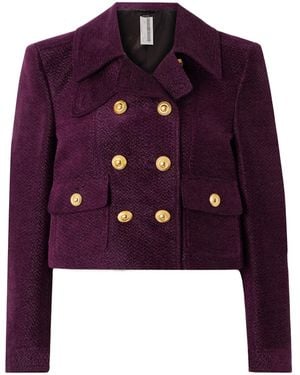 Tom Ford Double-Breasted Tweed Coat - Purple