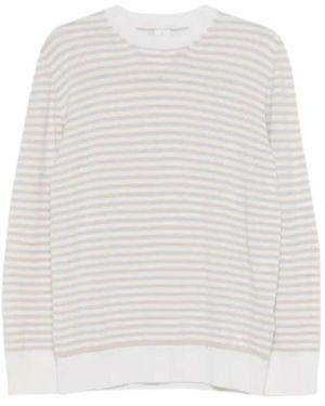 Eleventy Striped Crewneck Jumper - White