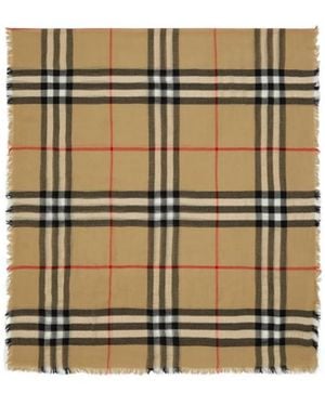 Burberry Checked Frayed-Edge Scarf - Metallic