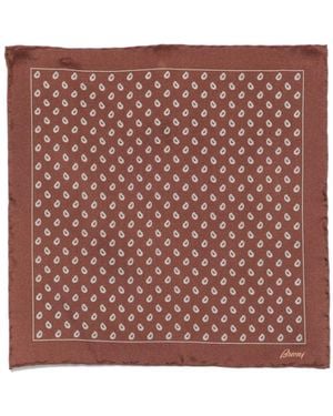 Brioni Printed Square Scarf - Red