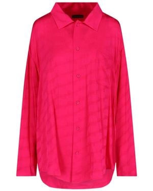 Balenciaga Bb Monogram Jacquard Long-Sleeved Shirt - Pink