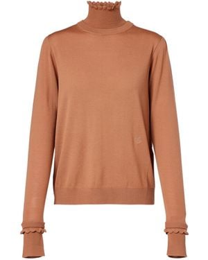 Chloé Ruffled Wool Turtleneck Jumper - Brown