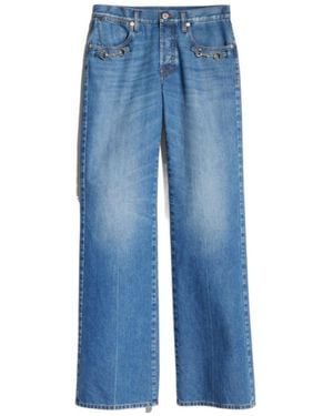 Gucci Bootcut Cotton Denim Pants With Horsebit - Blue