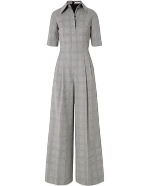 Emilia Wickstead Checked Wool Jumpsuit - Gray