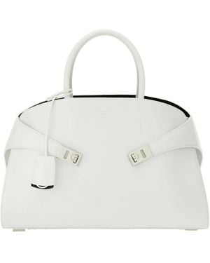 Ferragamo Hug Bicolor Handbag (L) - White