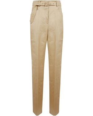 Gabriela Hearst Belted Straight-Leg Trousers - Natural