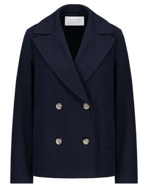 Harris Wharf London Double-Breasted Peacoat - Blue