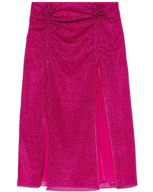 Oséree Osree Lumire Rose-Appliqu Side Slits Mini Skirt - Pink