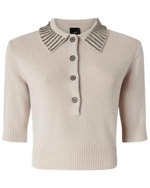 Pinko Embellished Polo-Neck Top - Grey