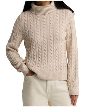Barbour Cableknit Turtleneck Sweater - Natural