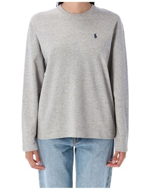 Polo Ralph Lauren Logo Embroidered Long Sleeved T-Shirt - Grey