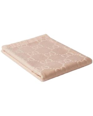 Gucci Gg Wool And Silk Blanket - Pink