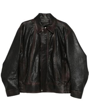 Golden Goose Leather Bomber Jacket - Black