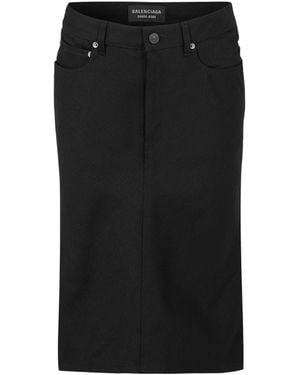 Balenciaga Straight-Cut Midi Skirt - Black