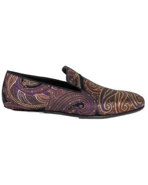 Etro Paisley Metallic Jacquard Loafers - Brown