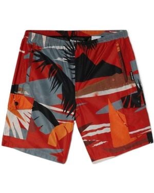 Palm Angels Hawaii-Print Swim Shorts - Red