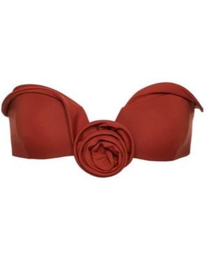Magda Butrym Floral Bandeau Bikini Top - Red