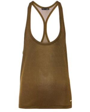 Tom Ford Ribbed-Knit Crêpe Jersey Tank Top - Brown